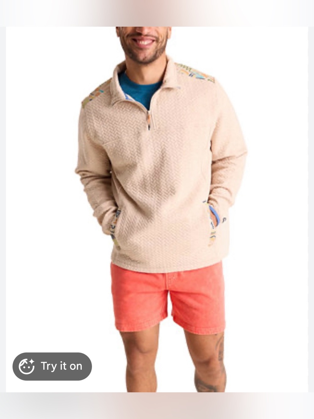 Chubbies Sandstone Quilted 1/4 Zip Pullover NWT!
